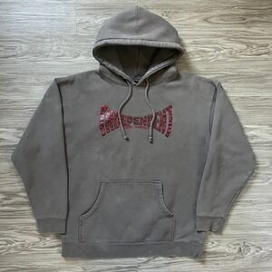 Independent Truck Company Hoodie Mens Gray Red Skull Logo Skate Sweatshirt L